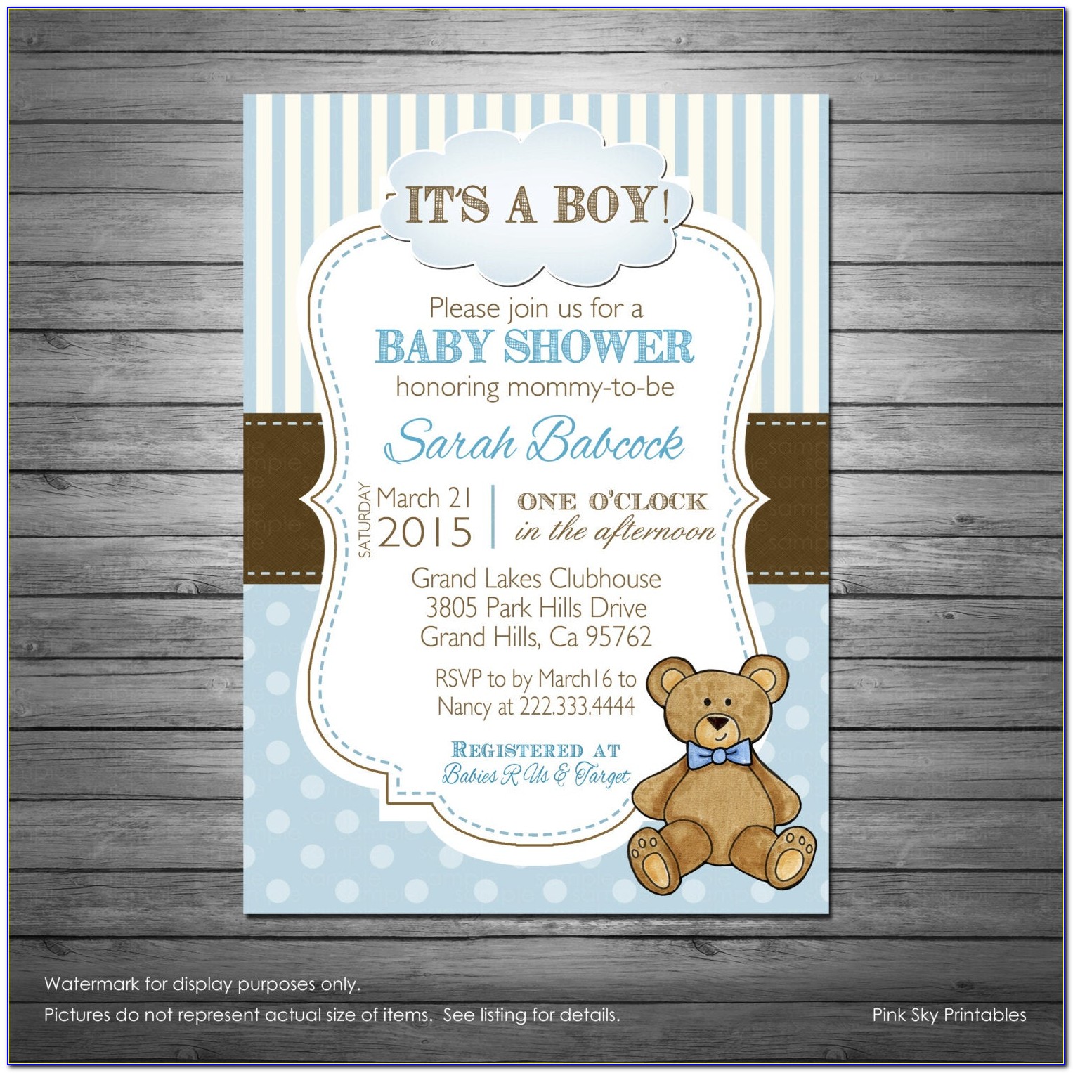 Teddy Bear Baby Shower Invitations Girl