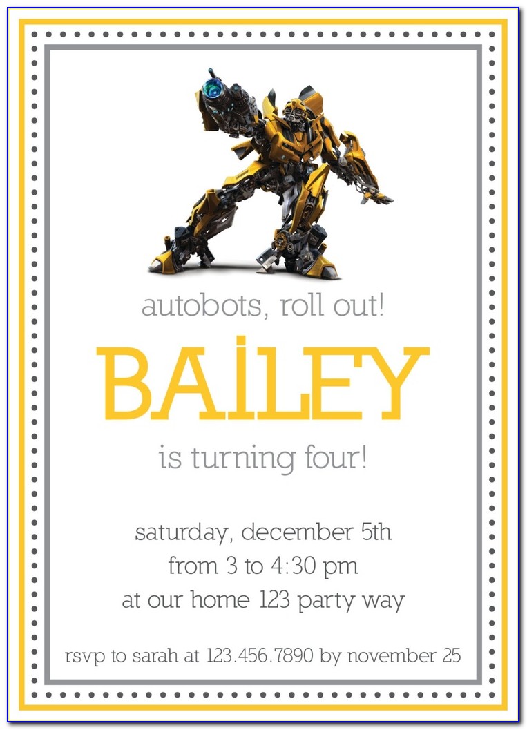 Transformers Bumblebee Invitation