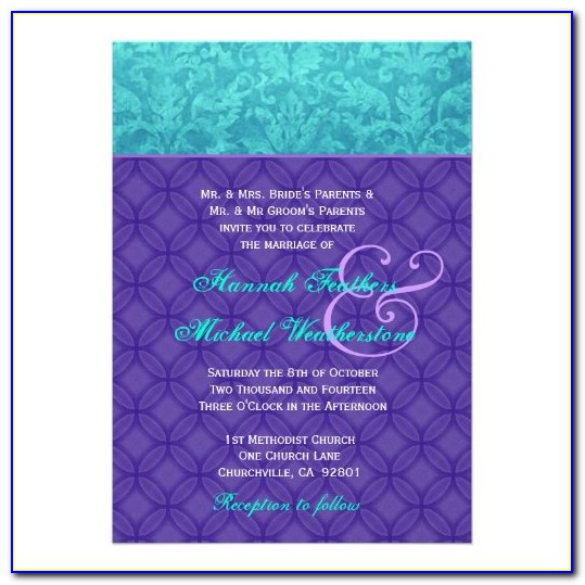 Turquoise And Purple Invitations