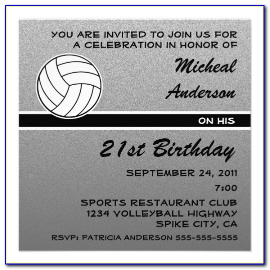 Volleyball Birthday Invitations