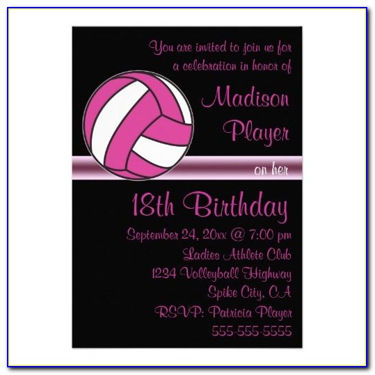 Volleyball Birthday Party Invitations
