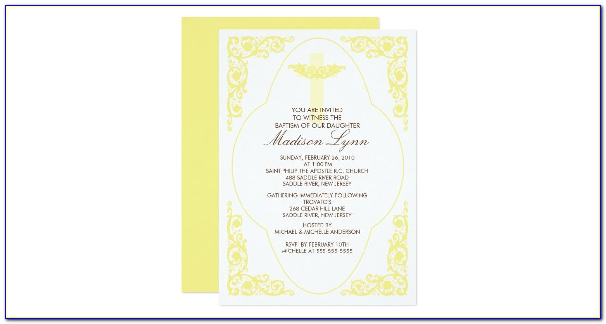 Yellow Baptism Invitations