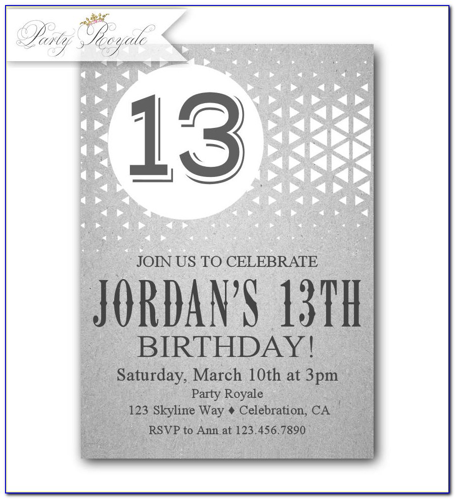 13th Birthday Invitation Wording Boy