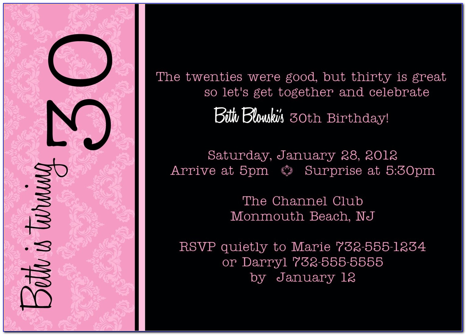 30th Birthday Party Invitations Saying