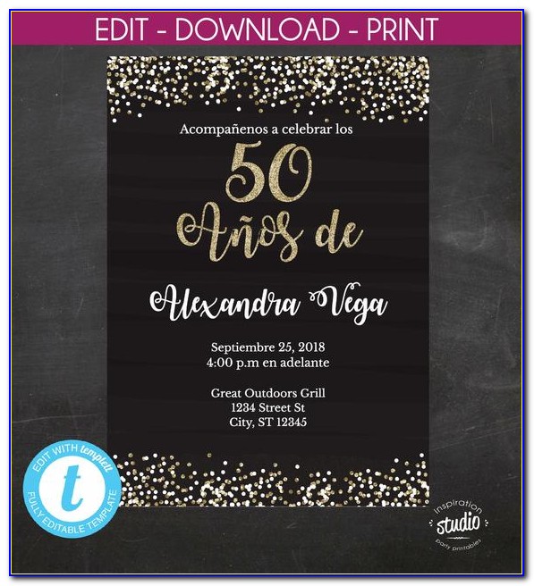 50th Birthday Invitation Wording Spanish