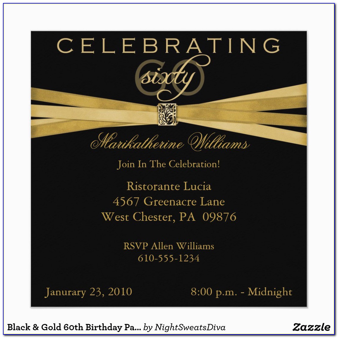 60th Birthday Party Invitations Black And Gold