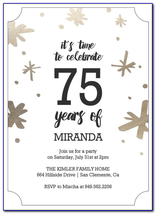 75 Year Old Birthday Invitations