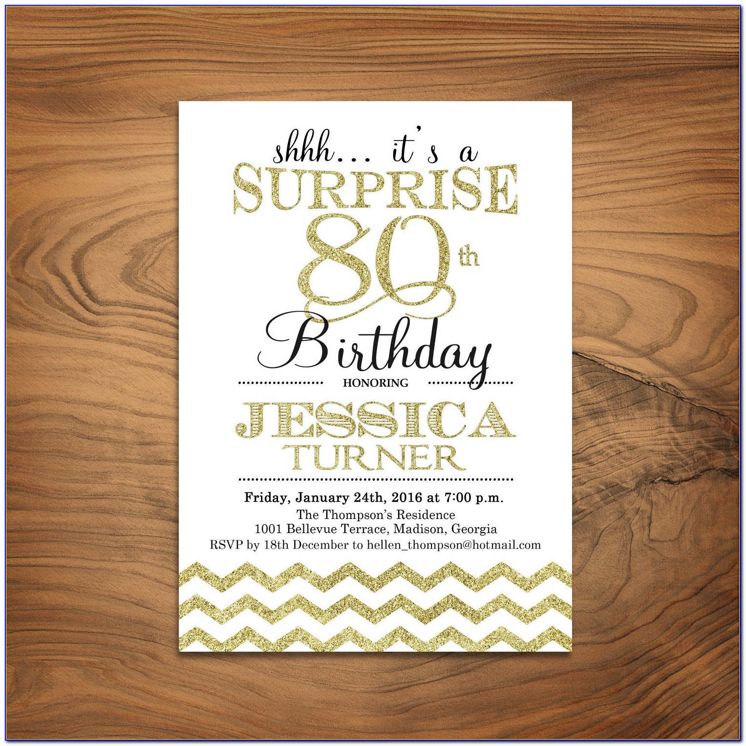 80th Birthday Invitations Personalised