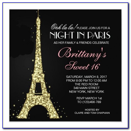 A Night In Paris Sweet 16 Invitations
