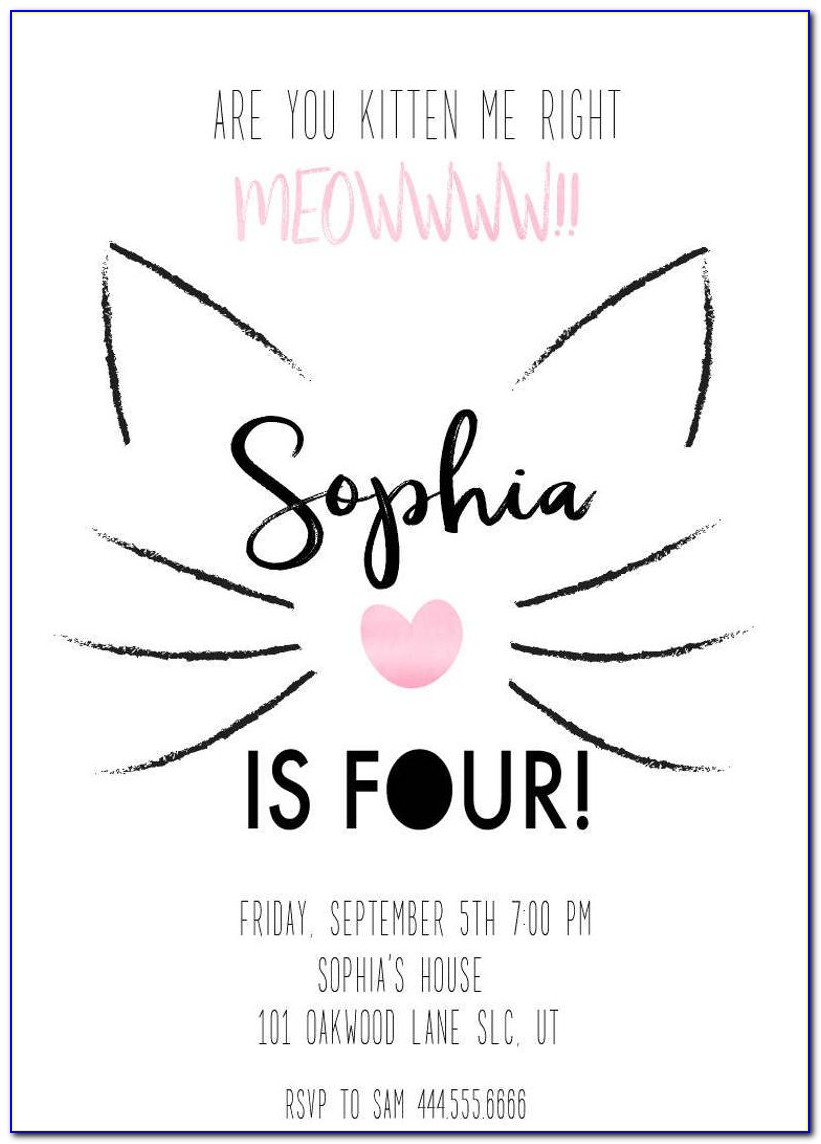 Are You Kitten Me Right Meow Birthday Invitations