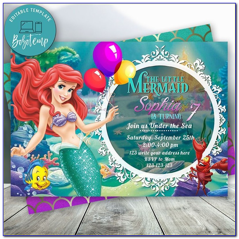 Ariel Photo Birthday Invitations