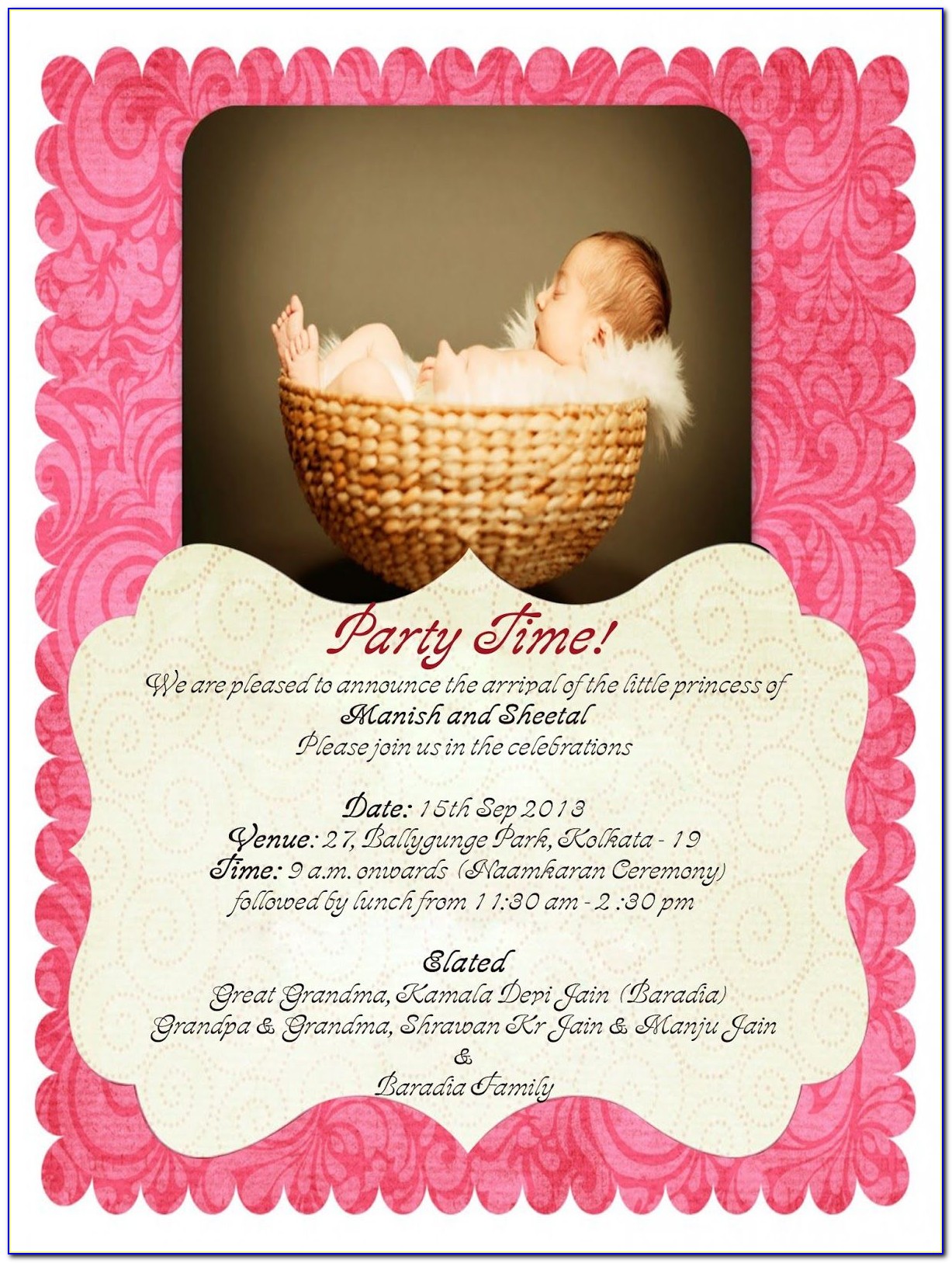 Baby Cradle Ceremony Invitation