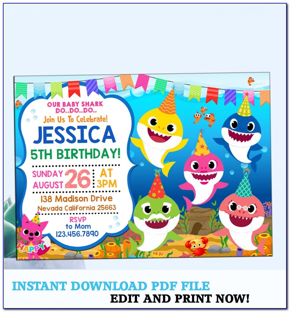 Baby Shark Online Birthday Invitations