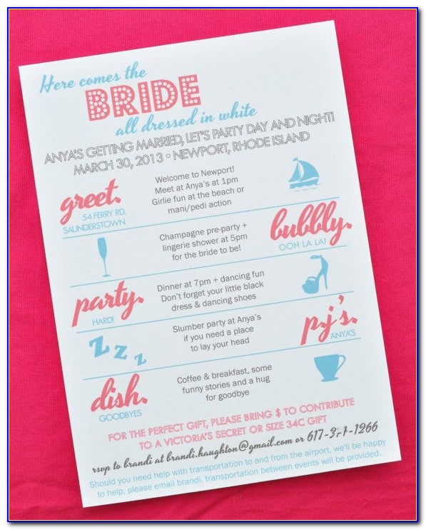 Bachelorette Party Invitations With Itinerary Free