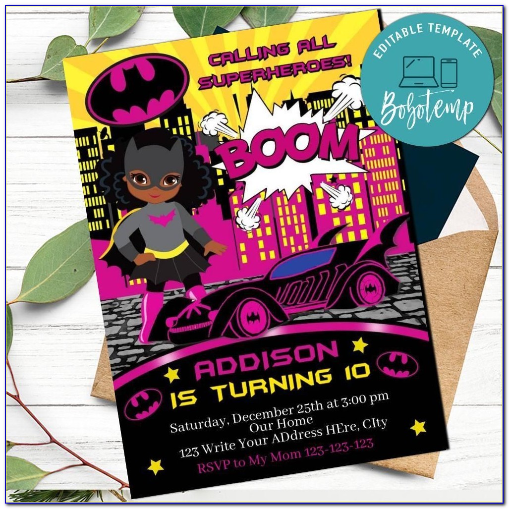 Batgirl Invitation Birthday Cards
