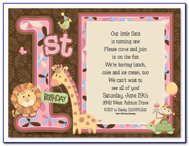 Birthday Invitation Wording For Baby 1st Birthday