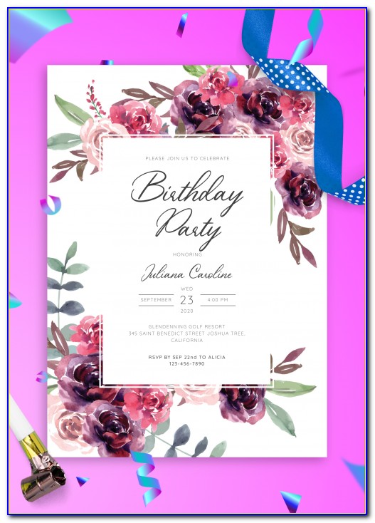 Birthday Invitations With Flowers