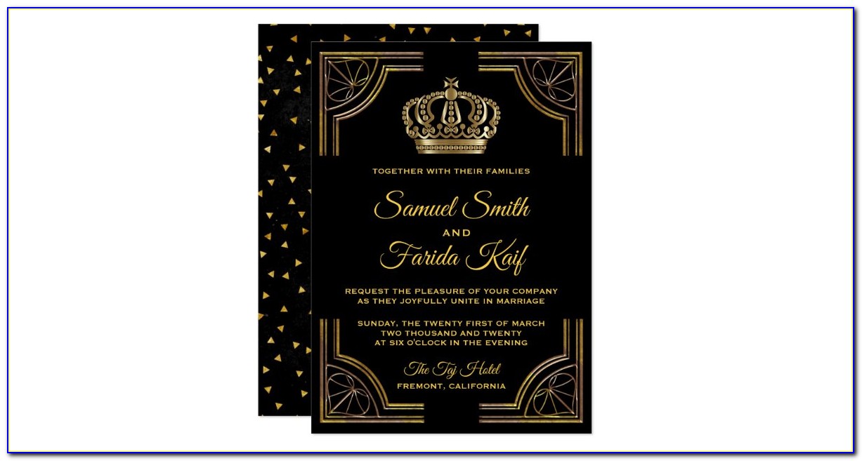 Black And Gold Crown Invitations