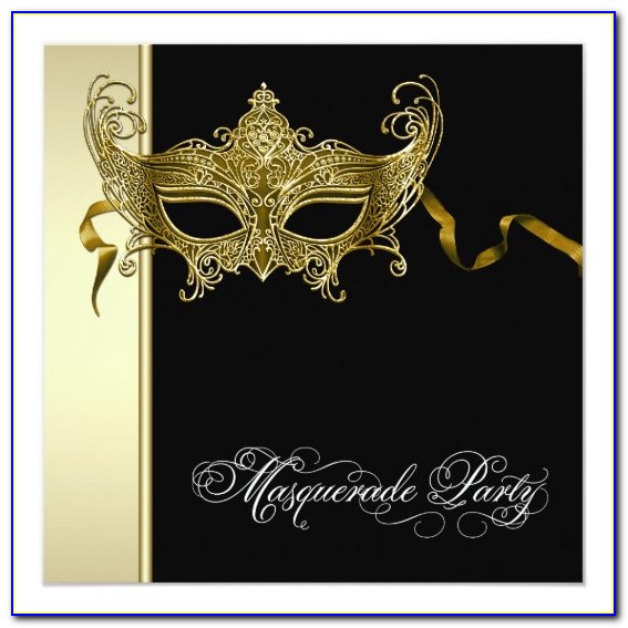 Black And Gold Masquerade Invitations