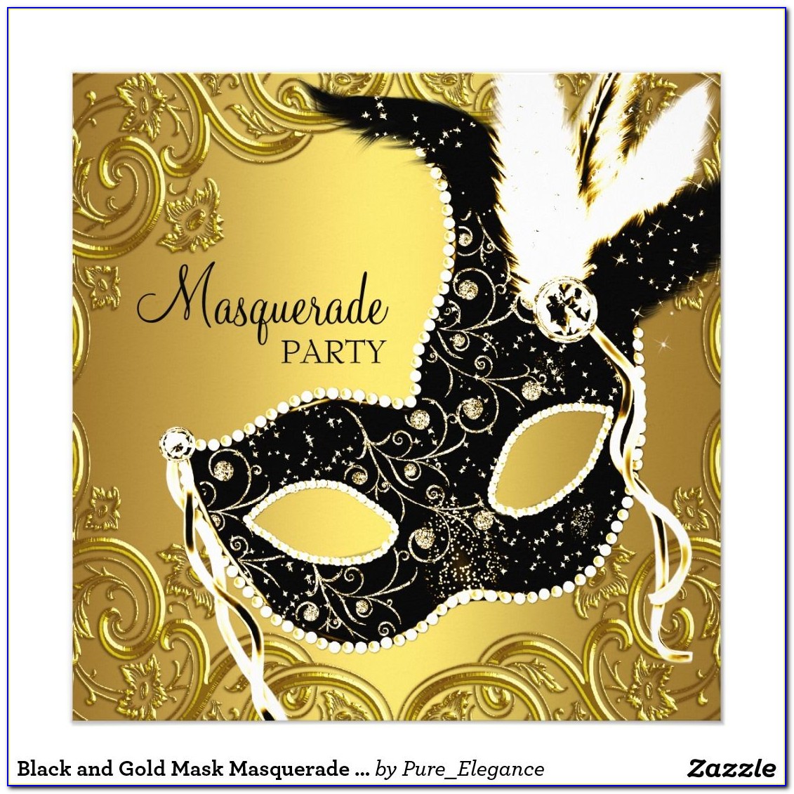 Black And Gold Masquerade Party Invite