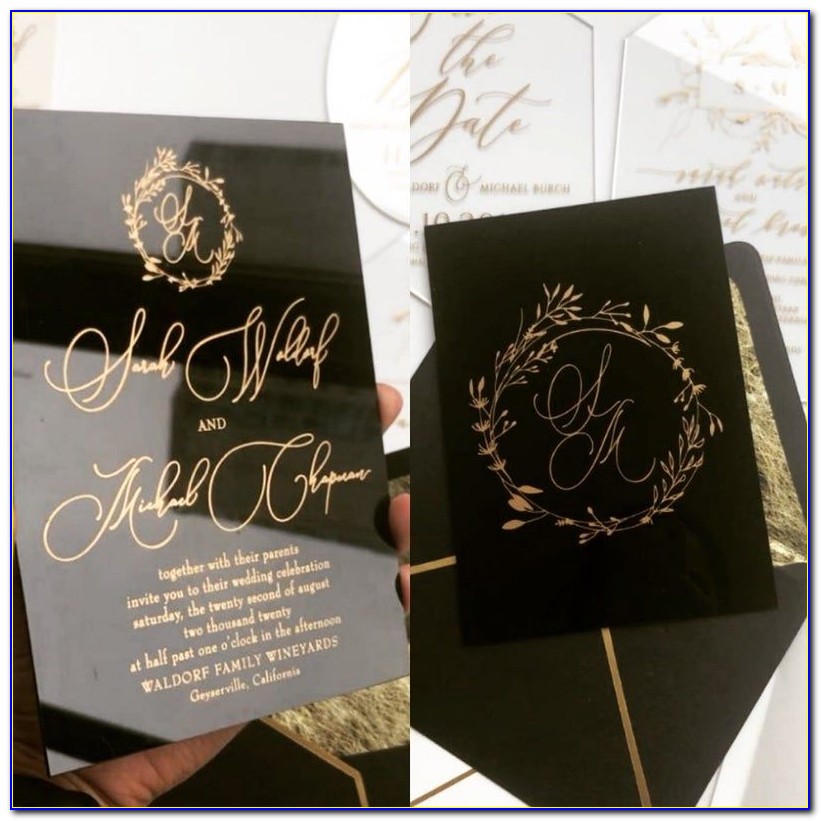Black And Gold Wedding Invitation Kit