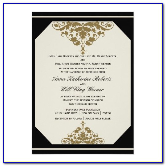 Black Ivory And Gold Wedding Invitations