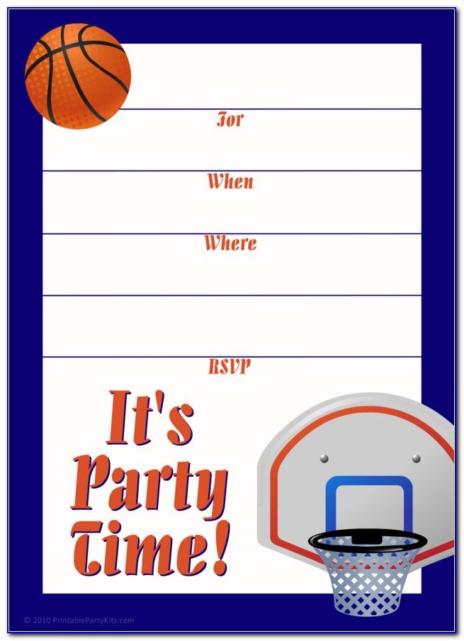 Blank Basketball Invitations