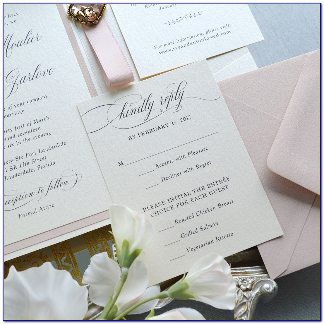 Blush Pink And Ivory Wedding Invitations