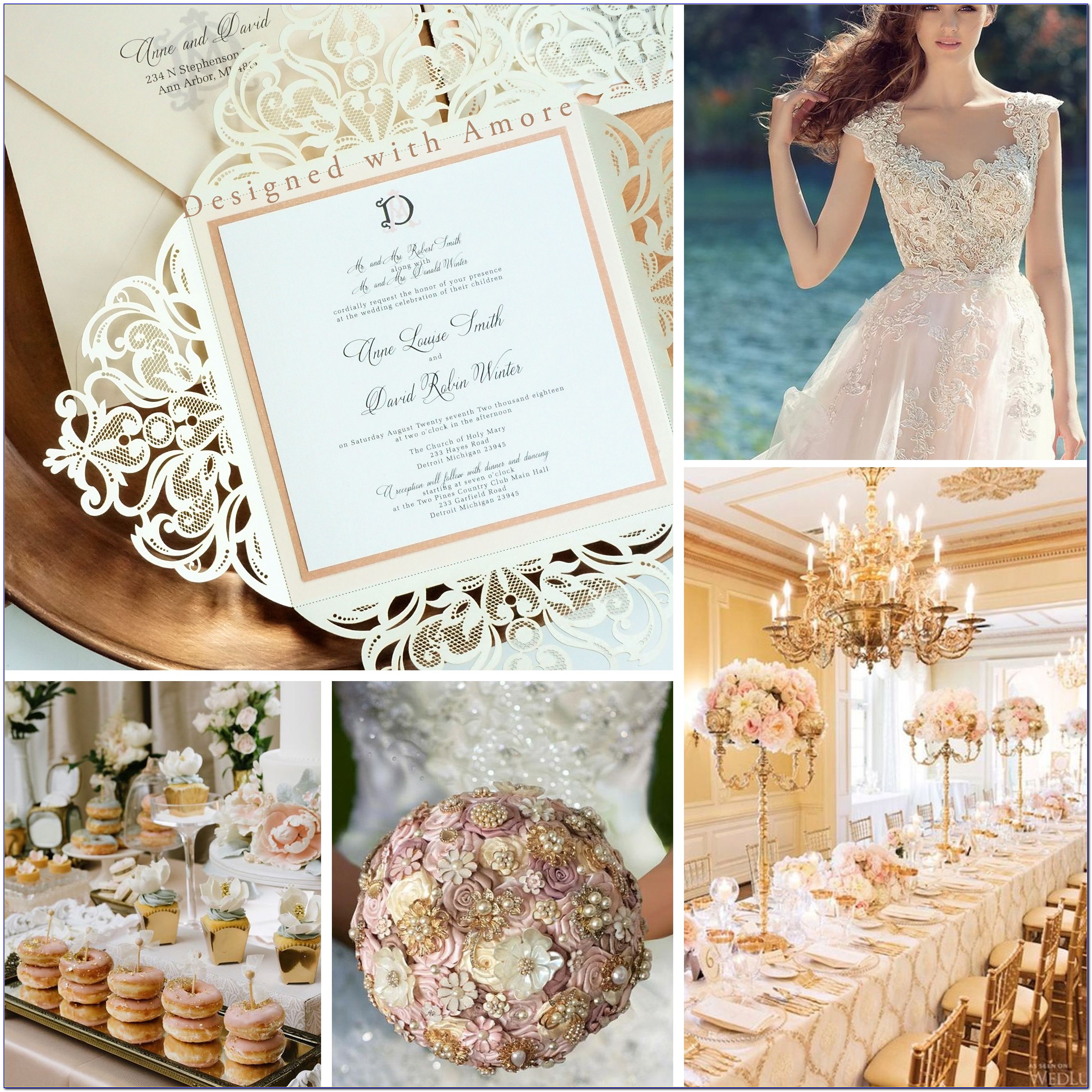 Blush Pink And White Wedding Invitations