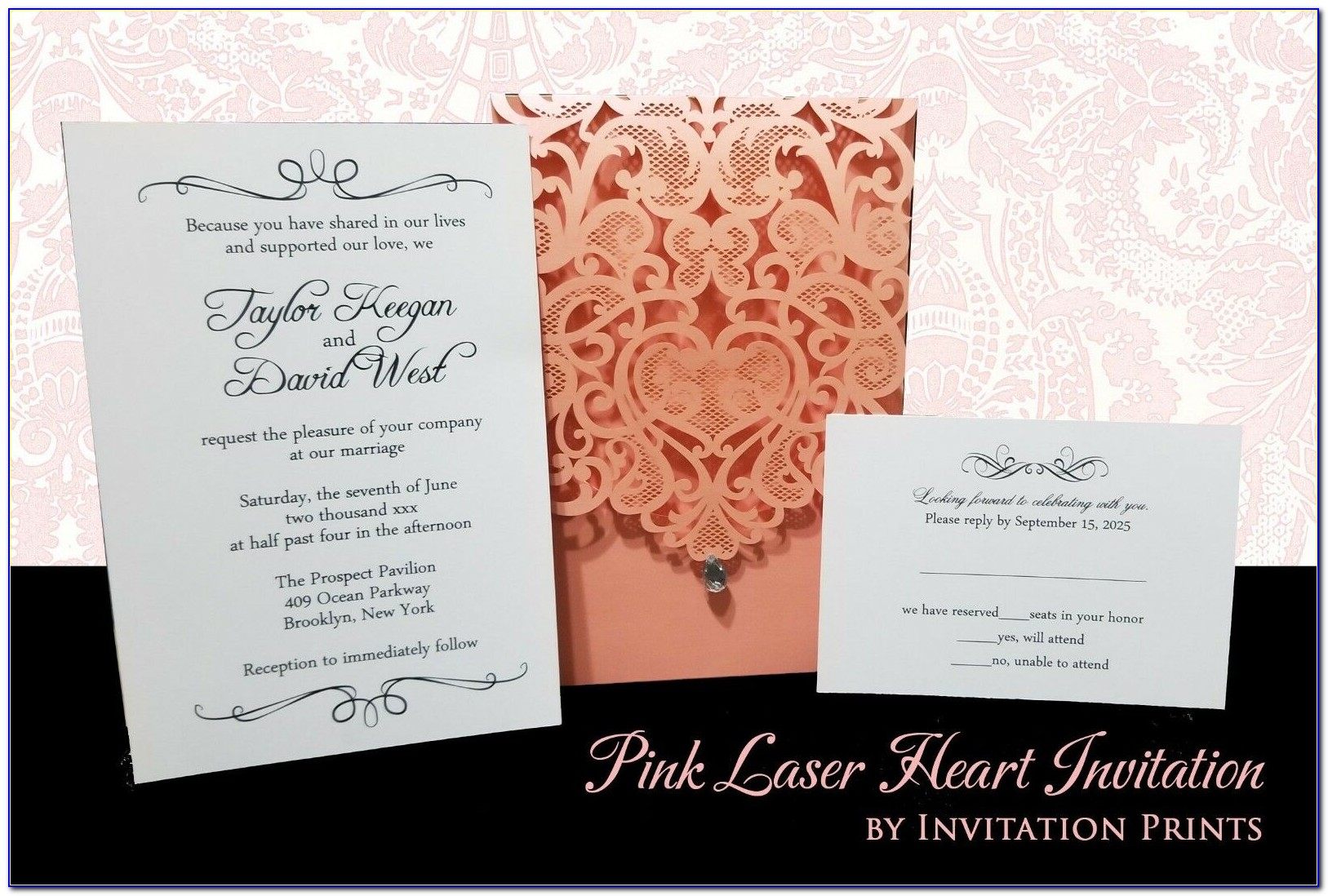 Blush Pink Laser Cut Wedding Invitations Uk