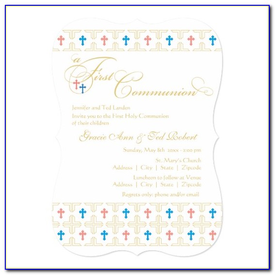 Boy Girl Twin Communion Invitations