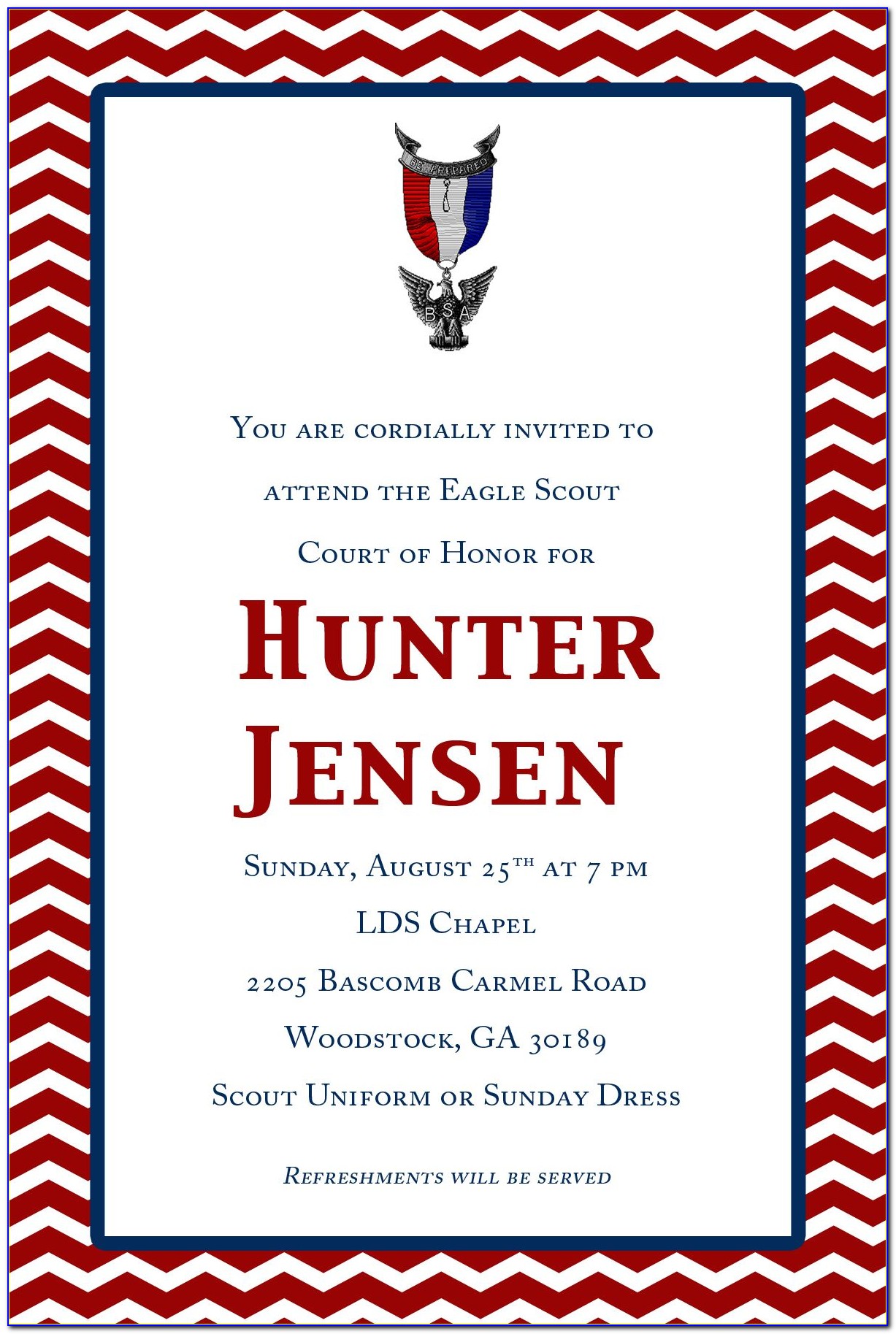 Boy Scout Eagle Court Of Honor Invitation Template