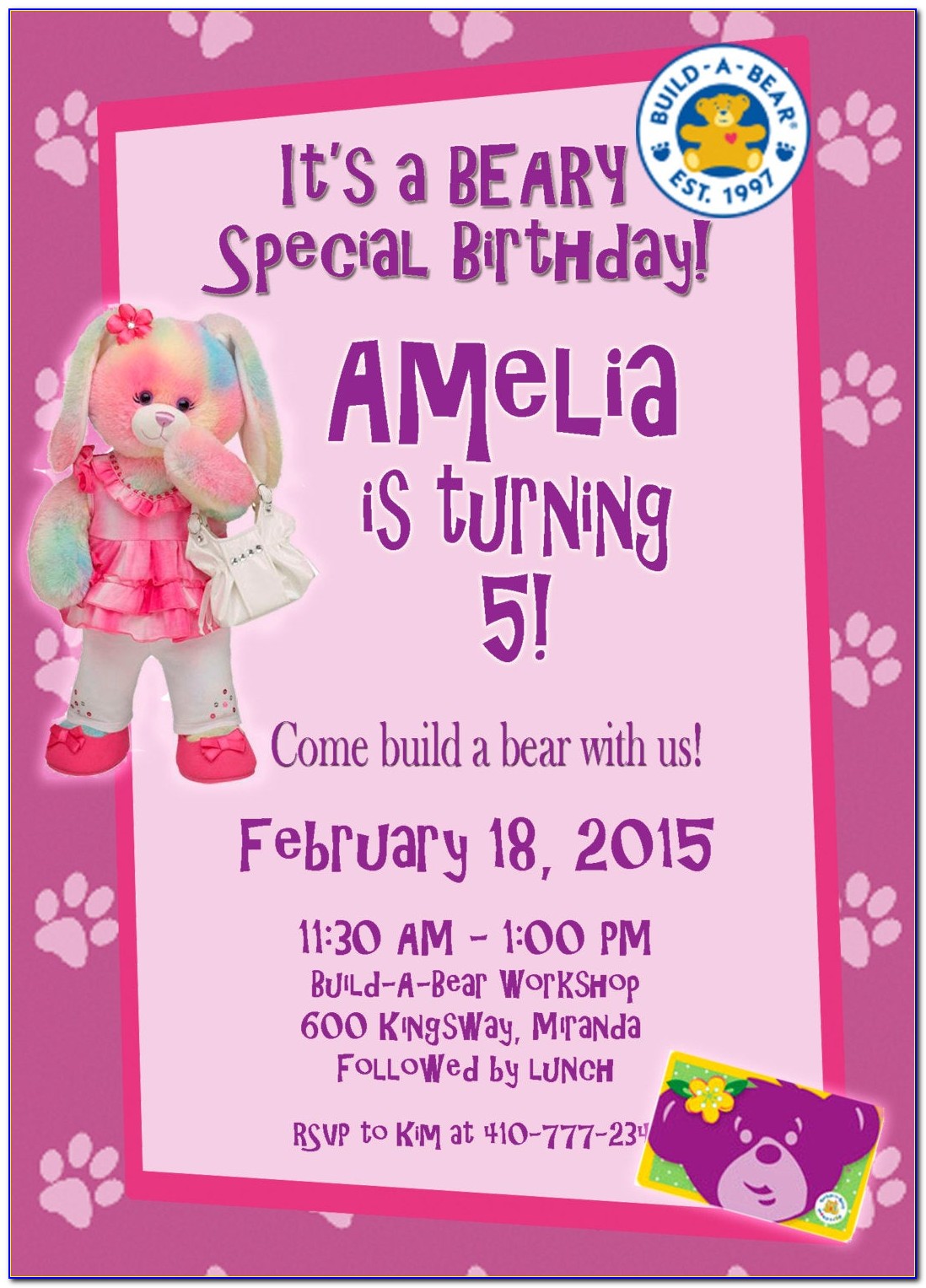 Build A Bear Birthday Invitations