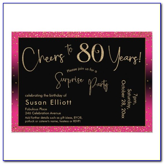 Cheers To 80 Years Birthday Invitations