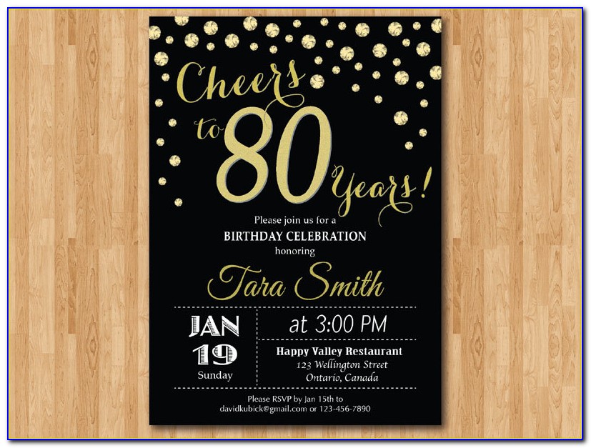 Cheers To 80 Years Invitations