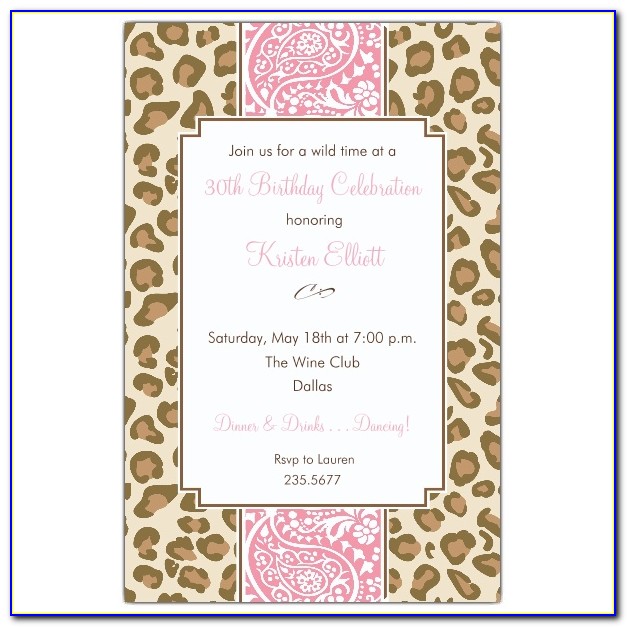 Cheetah Print Personalized Birthday Invitations