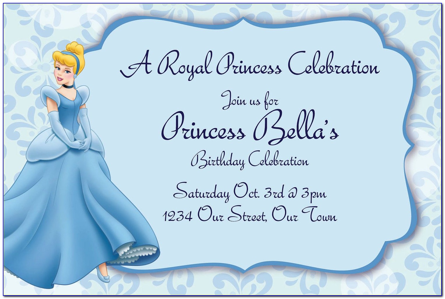 Cinderella Birthday Invitation Card