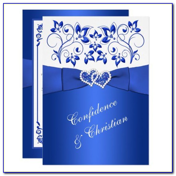 Cobalt Blue And Silver Wedding Invitations