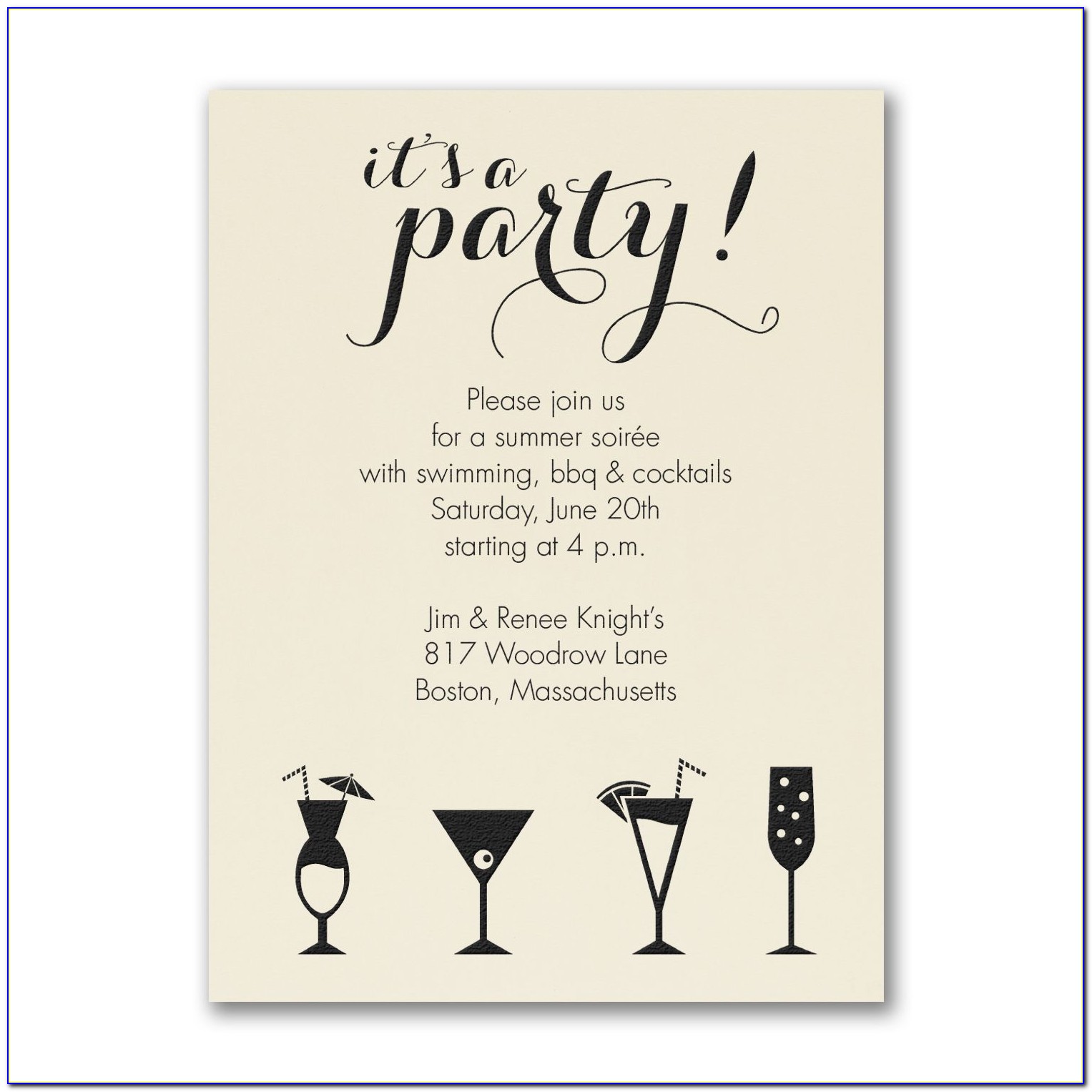 Cocktail Invitation Wording Samples