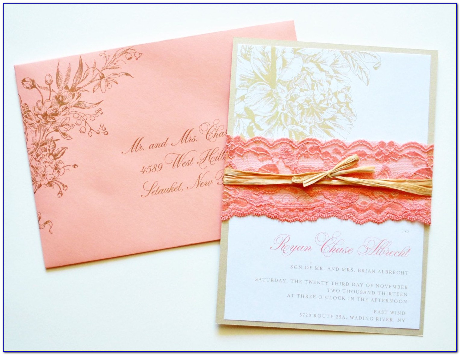 Coral Pink Wedding Invitations