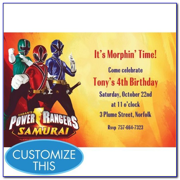Custom Power Ranger Birthday Invitations