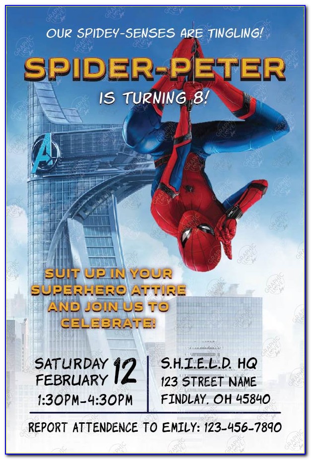 Custom Spiderman Birthday Invitations