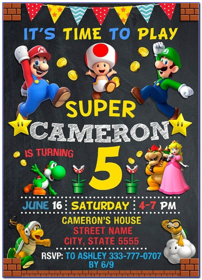 Custom Super Mario Bros Invitations