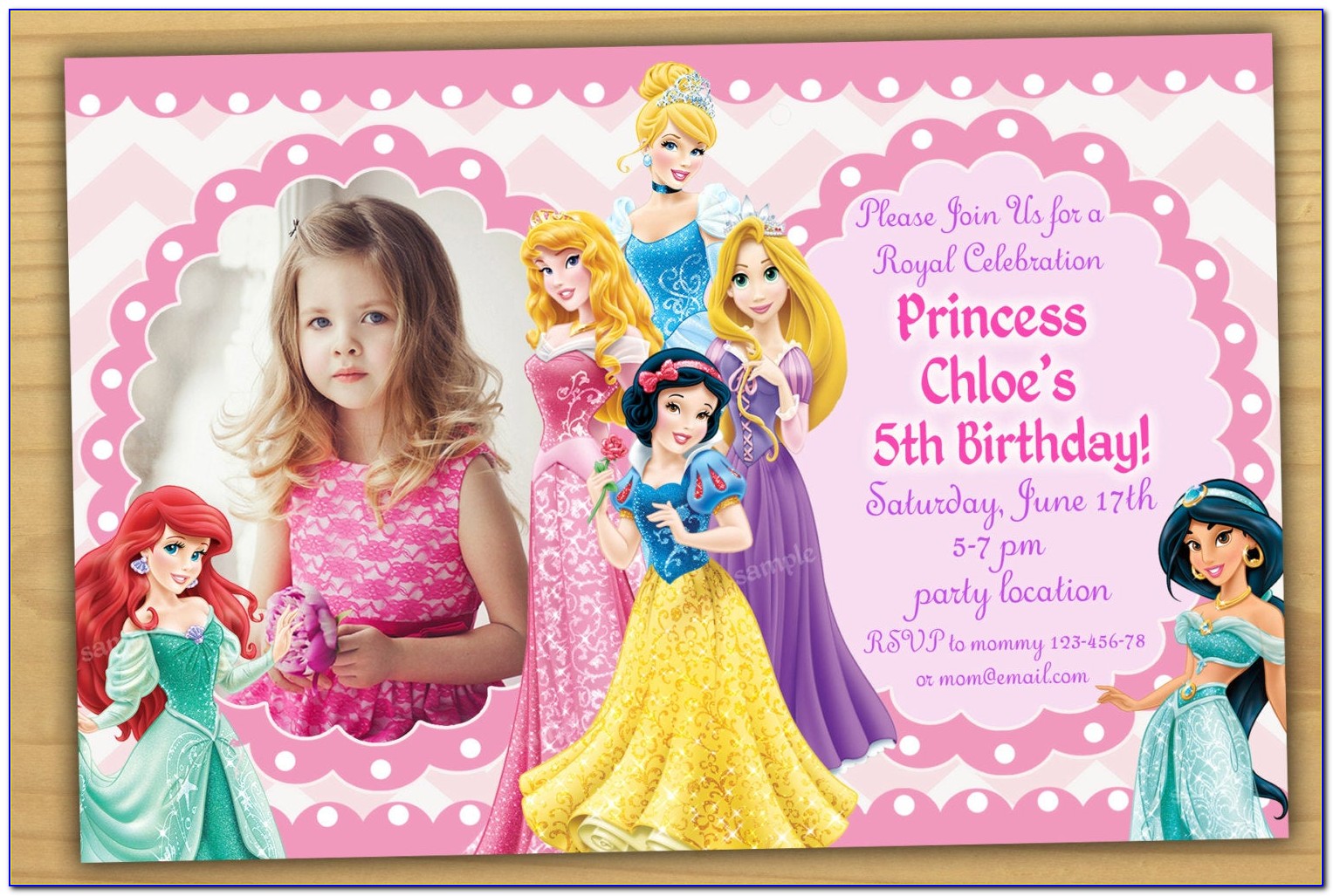 Customized Disney Princess Birthday Invitations