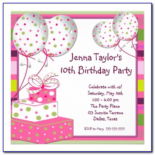 Cute 10th Birthday Invitation Wording