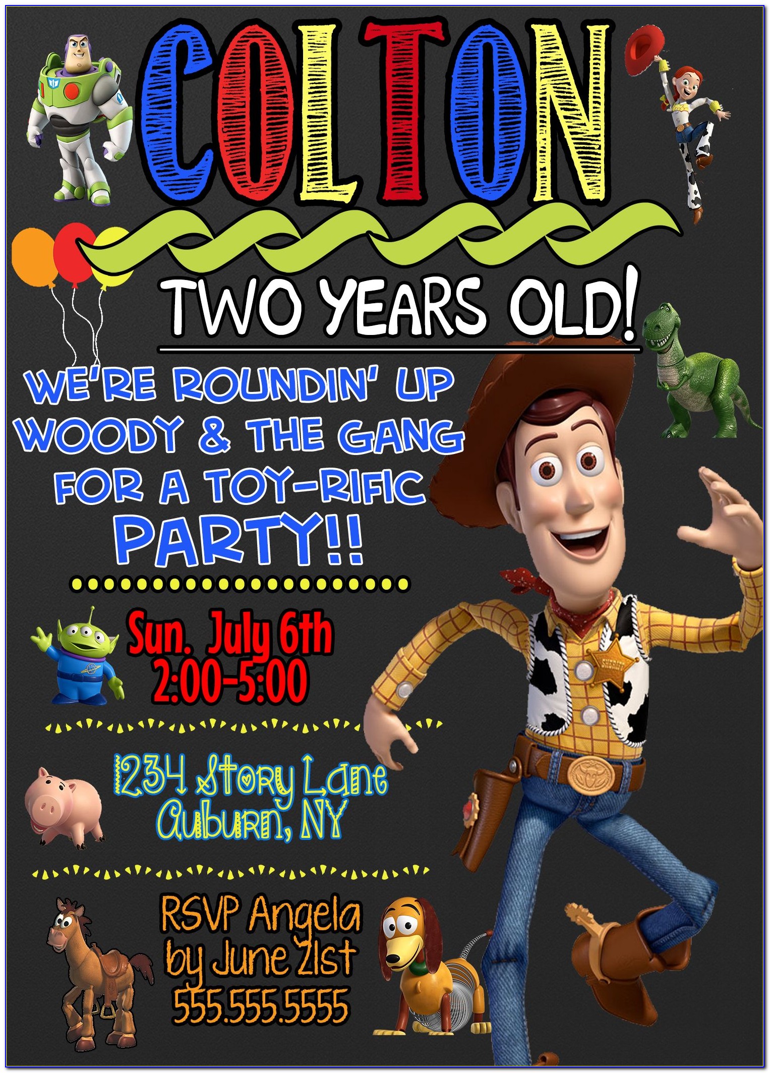 Digital Toy Story Party Invitations
