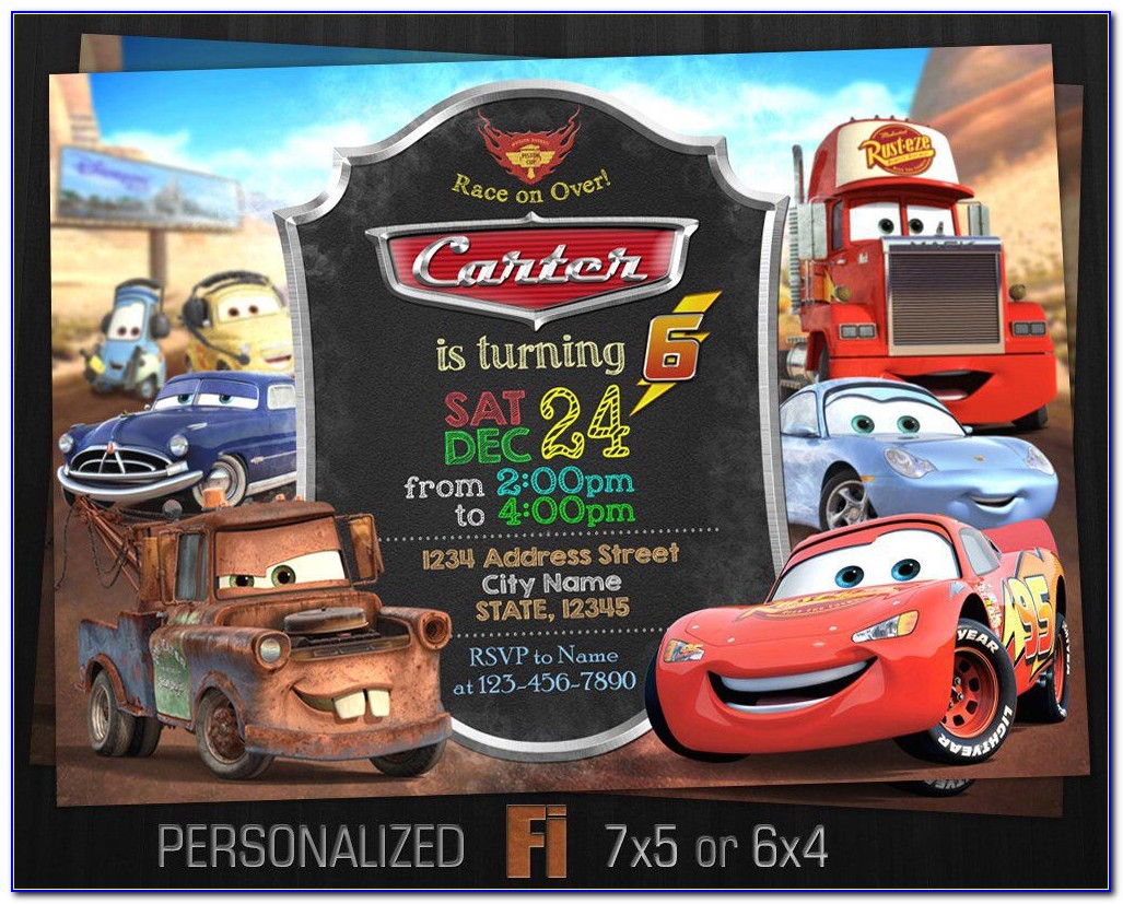 Disney Pixar Cars Party Invitations