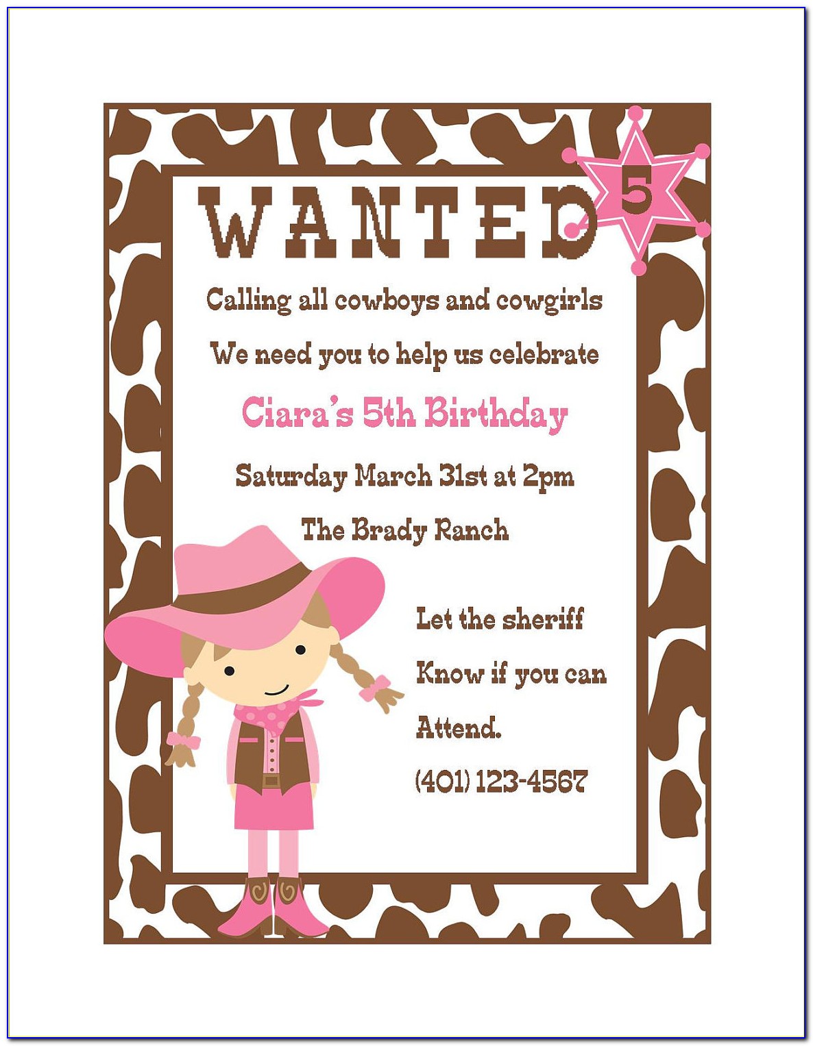 Diy Cowgirl Birthday Invitations