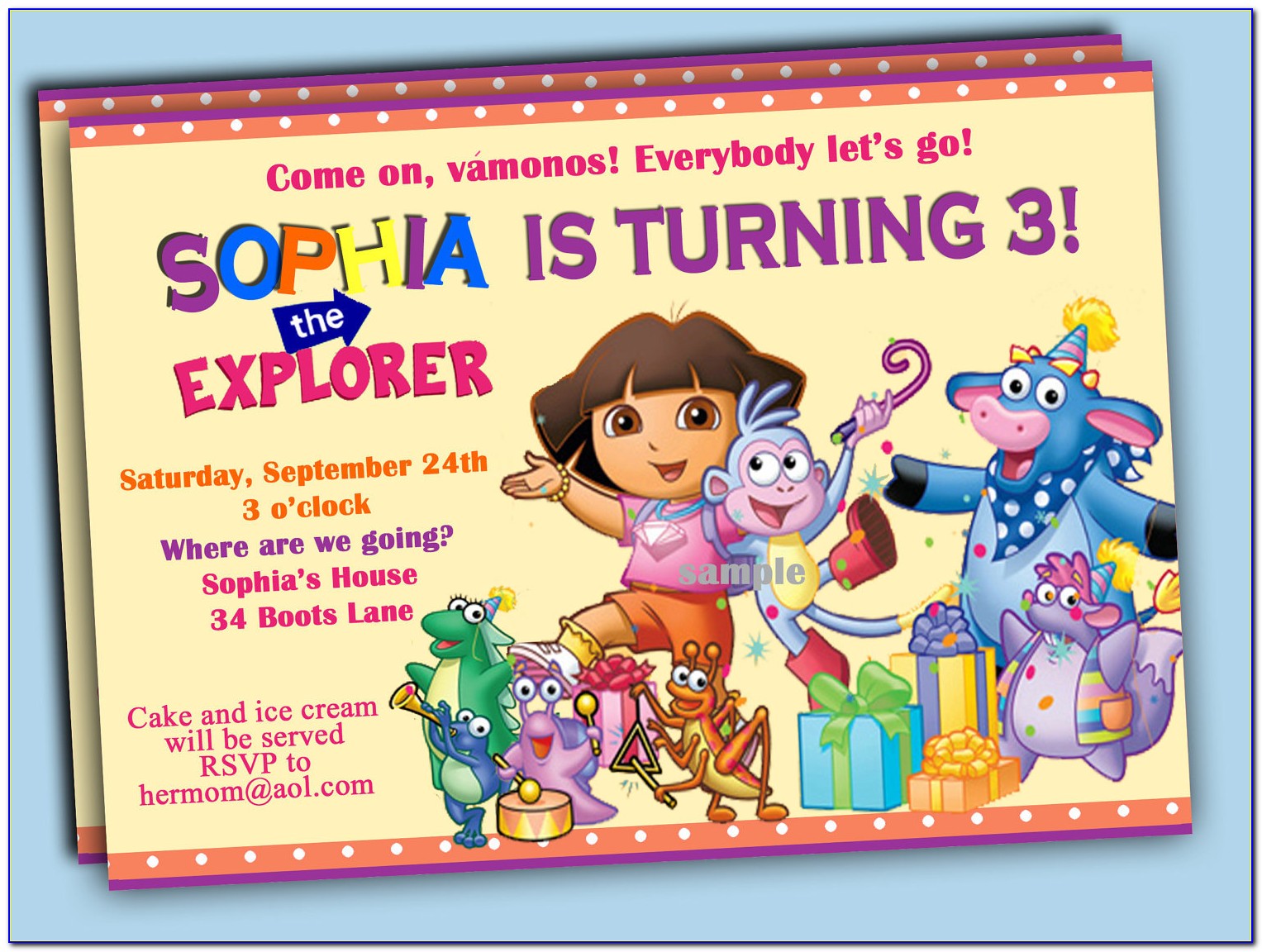 Dora The Explorer Invitation Card
