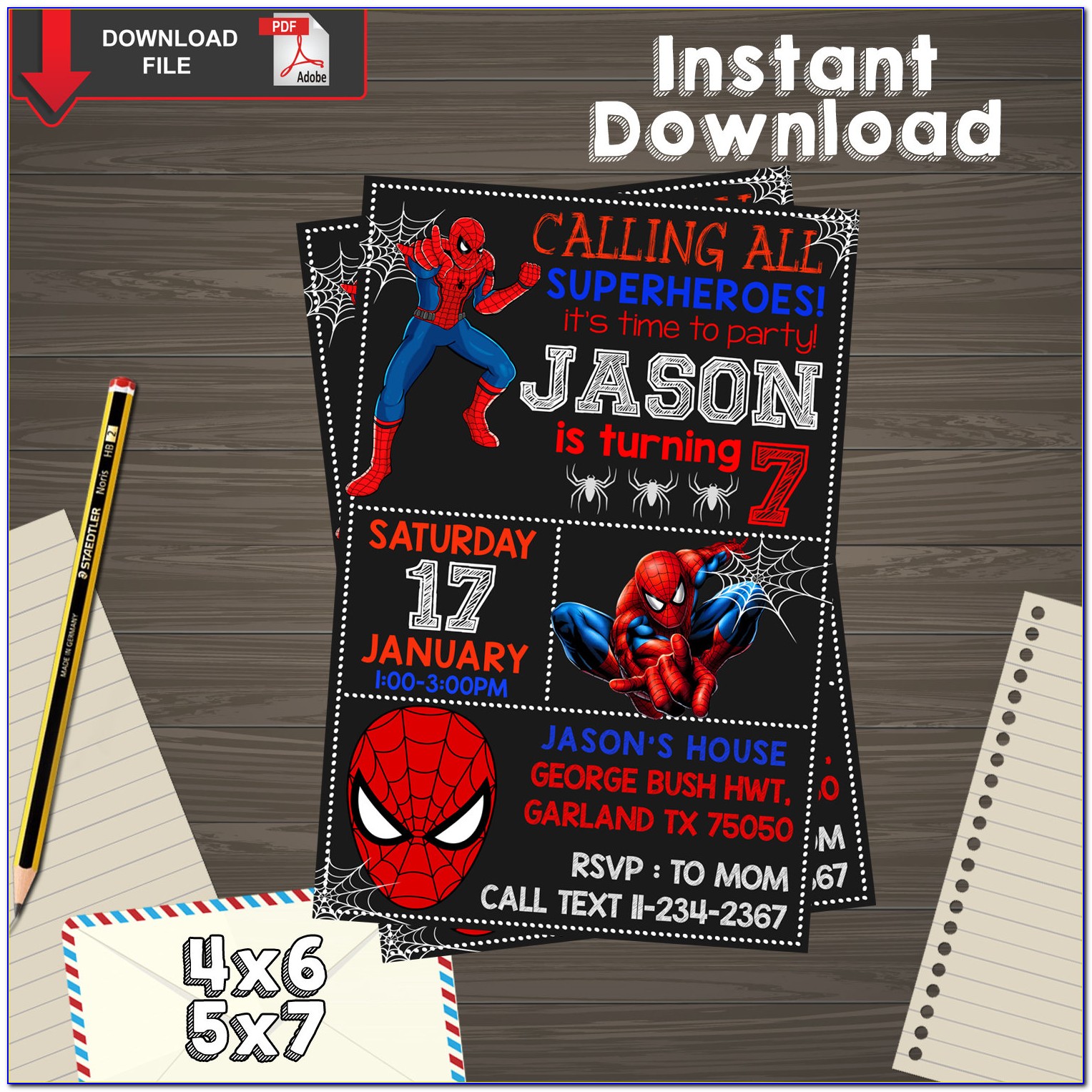 Editable Spiderman Invitations
